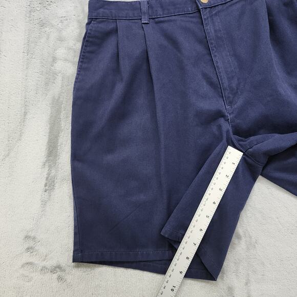 Vintage Van Heusen Shorts Mens W38 Blue Pleated Bermuda Chino Preppy Summer - Picture 8 of 10